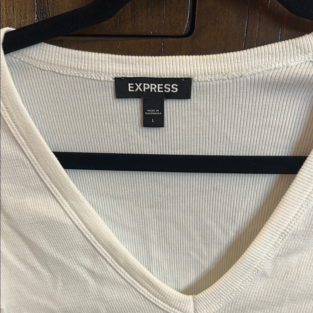 Express Cream Ruffled Tie Front Bodysuit - Picture 2 of 4